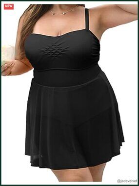 Plus Size One Piece Swim Dress Tummy Control Modest Swimwear Romper Swimsuit